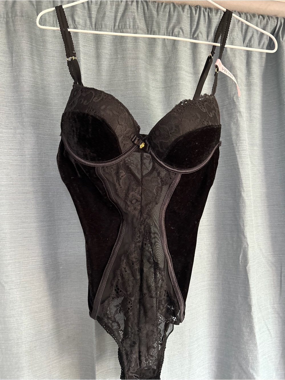 NWOT Black Lace & Velvet Bodysuit - Women's Intimates